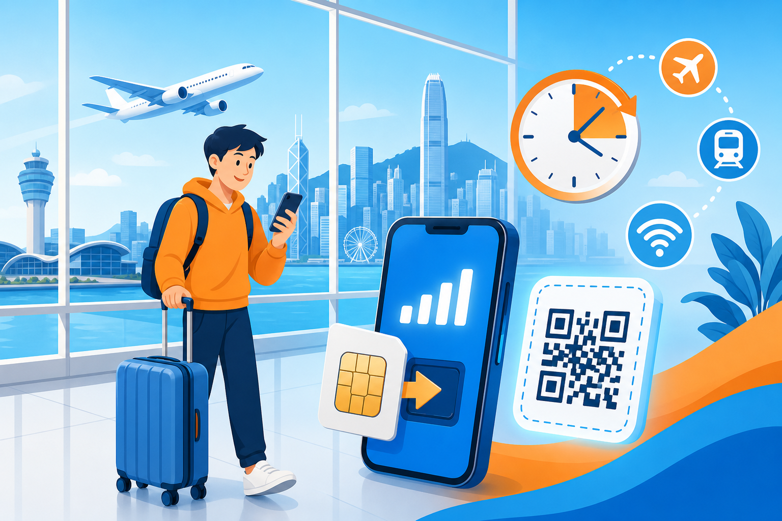 香港转机中转上网 鸭聊卡流量卡即插即用示意图