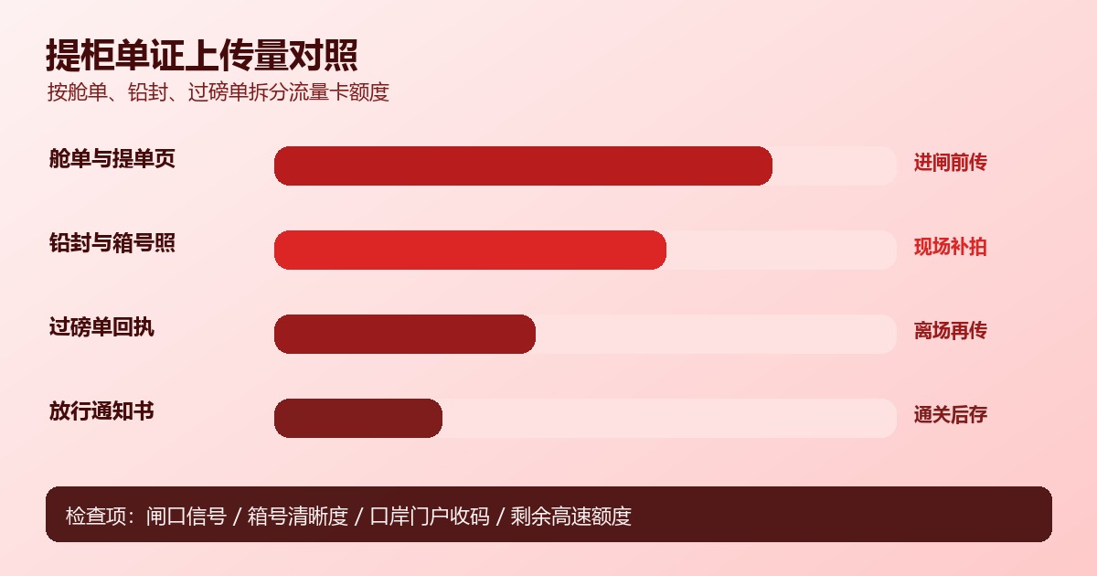 港口提柜通关流量卡舱单单证上传量对照