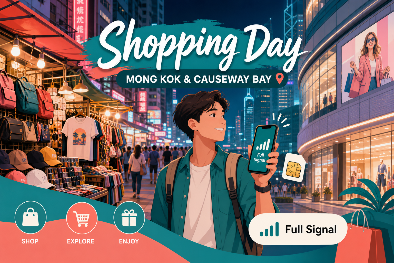 香港旺角铜锣湾购物逛街上网攻略封面：霓虹商圈与手机信号